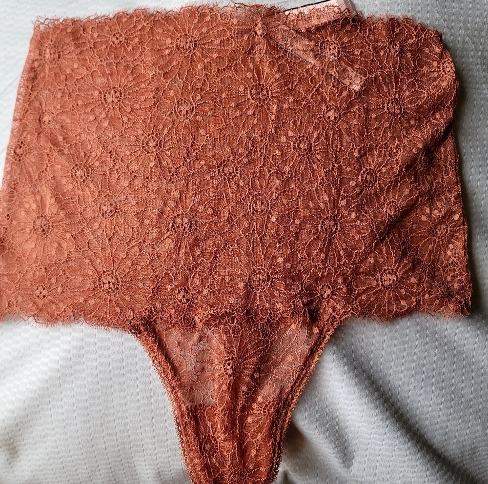 Victorias Secret Burnt Orange Floral/Daisy Nwt High Waist Thong Panties Small